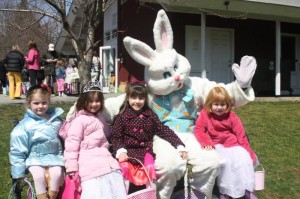 Children with the Easter Bunny, happy kids, smiles, Easter, Happy Easter, family, happiness, community fun