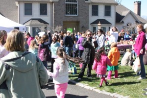 Dancing at the Easter party, DJ, friends and neighbors, Easter, Easter Bunny, Easter egg hunt, Easter party