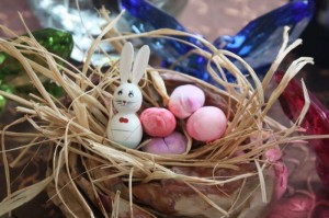 Wooden ornament, wooden Easter Bunny, crafts, nest, Easter eggs, old and new together, Easter, Happy Easter, family, happiness