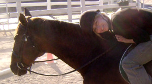 Bianca Tyler and beautiful horse, horseback riding, snuggling horse