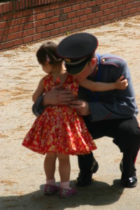 red dress, yellow flowers, hugs, hugging, siblings