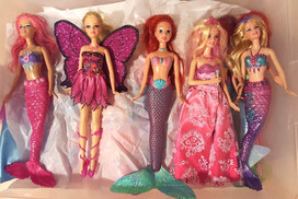 Barbies, mermaids, singers, butterfly fairies, butterfly fairy, Barbie mermaid